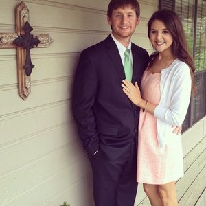 J. Crew pink tweed dress